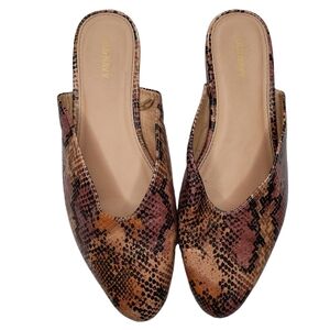 Old Navy | Mauve Tan Snake Print Vegan Leather Slip On Almond Toe Flats Mules 9